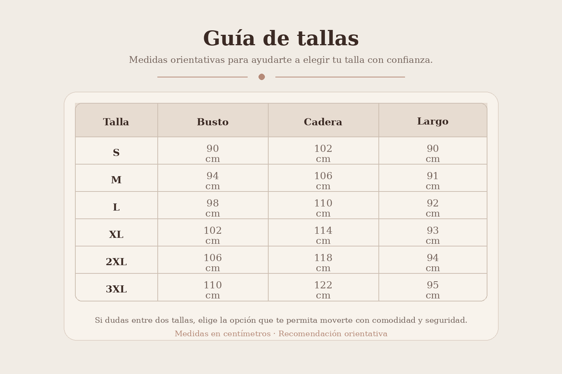 Guía de tallas - Monos.