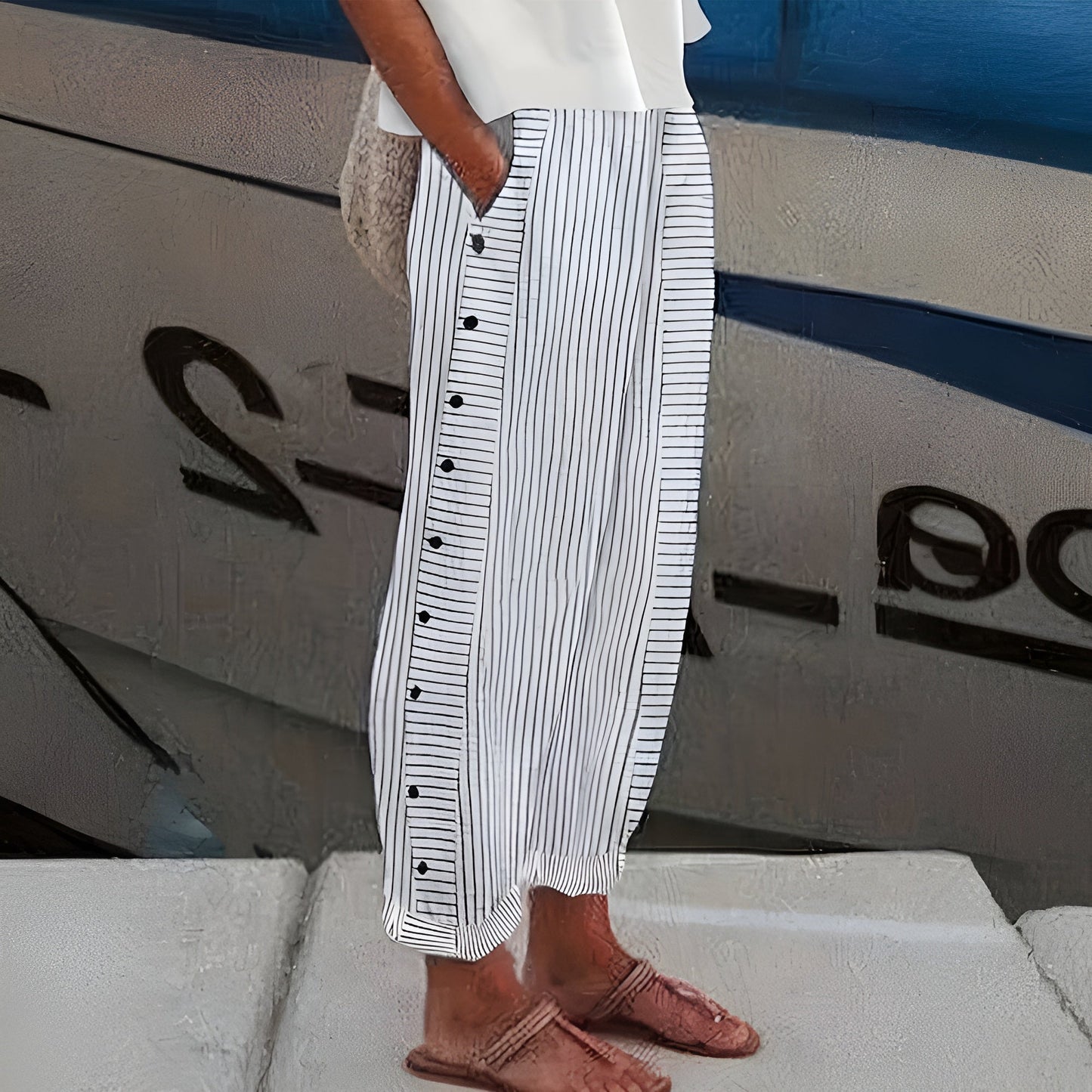 Dagny - Pantalones Estivi Striati Elegantes