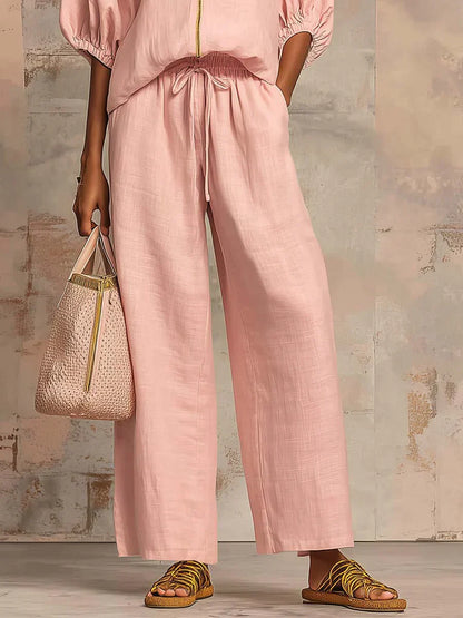 Elvira - Conjunto con blusa de cremallera y pantalón ancho