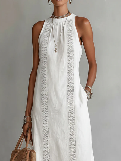 Serena - Vestido midi sin mangas con detalle de encaje
