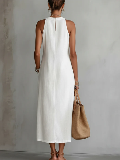 Serena - Vestido midi sin mangas con detalle de encaje
