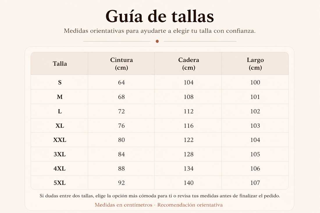 Guía de tallas - Pantalón