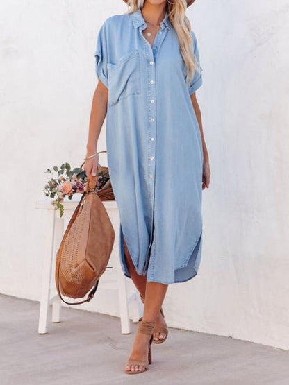 Karen - Vestido camisero de denim ligero